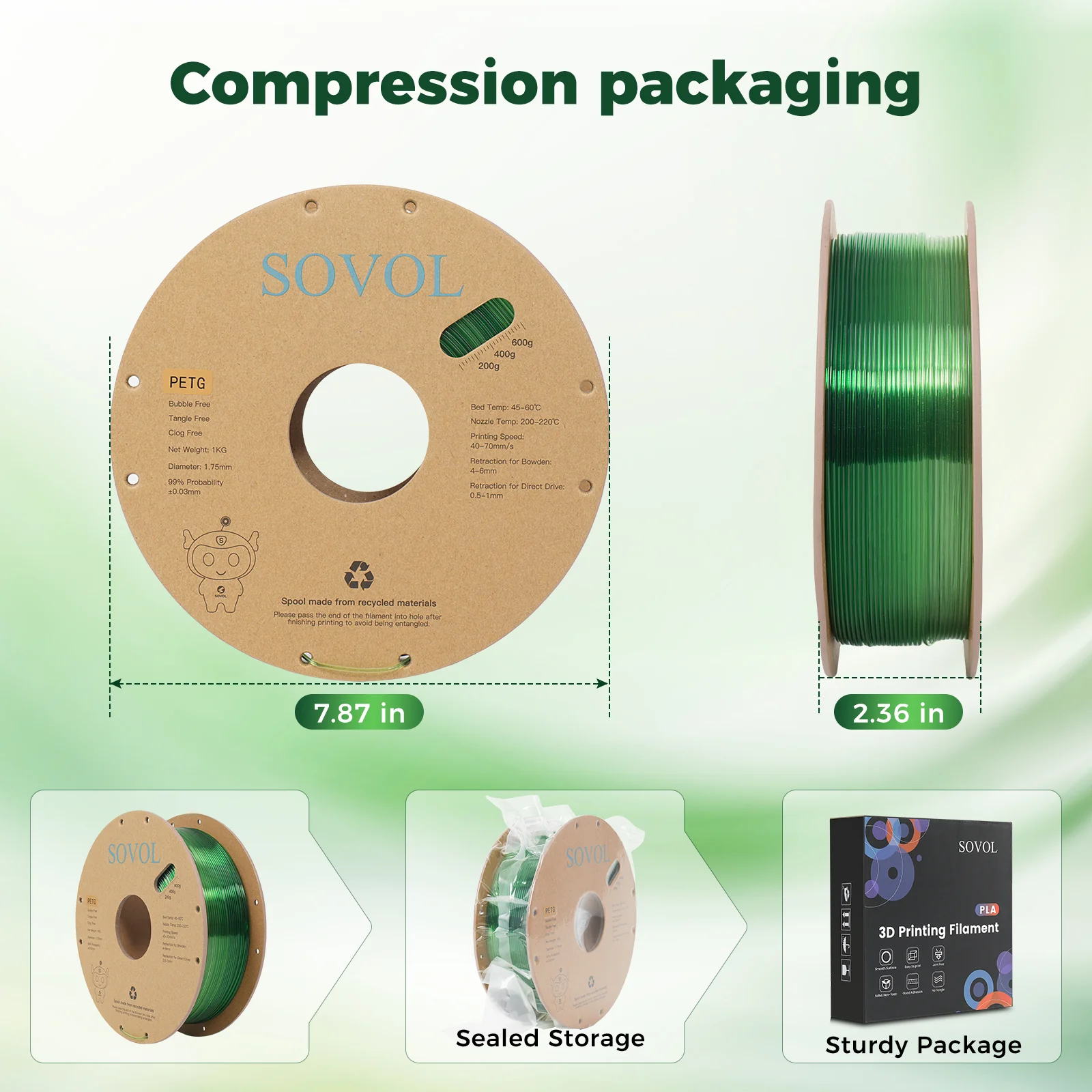 Sovol PETG 3D Filaments Gradient Green - Image 8