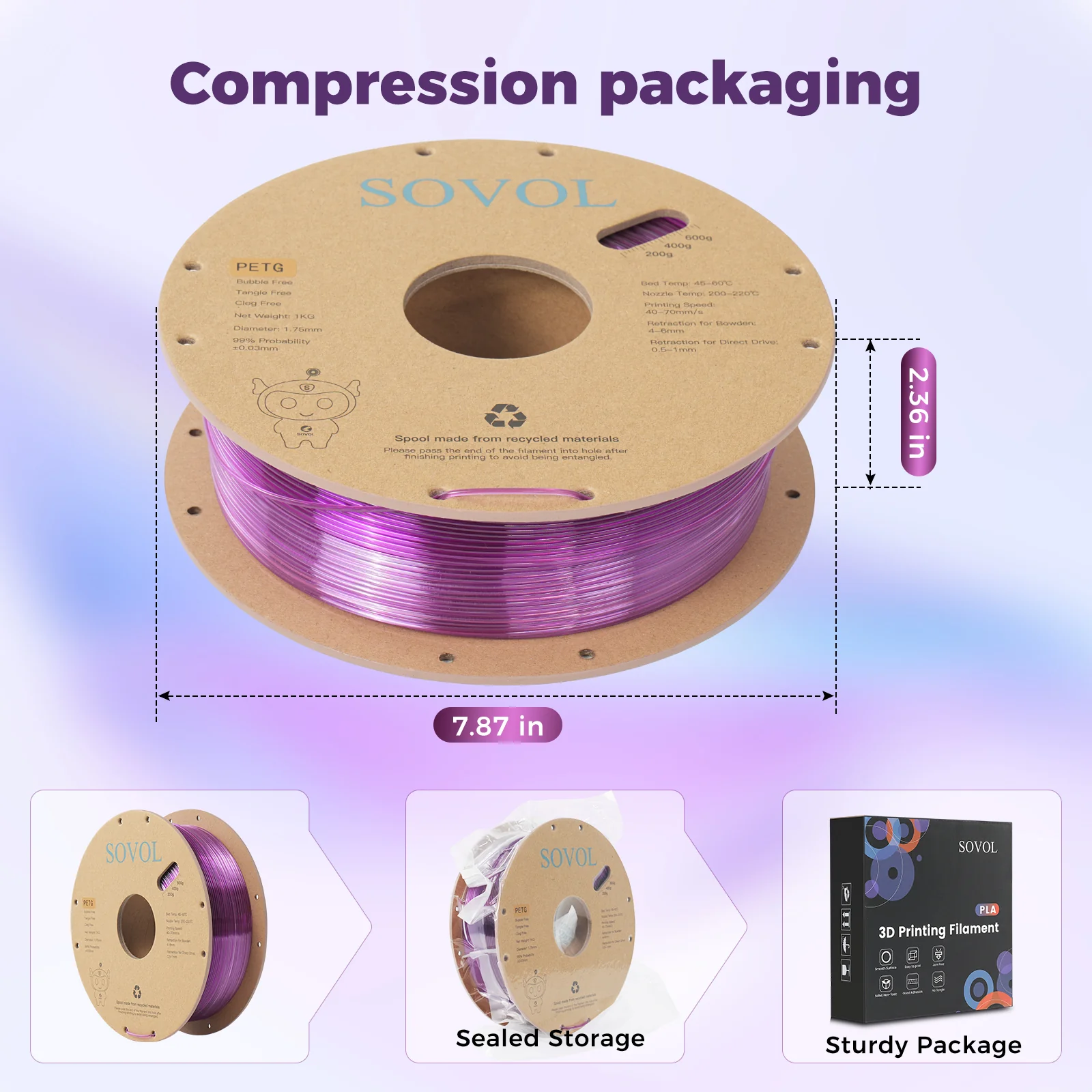 Sovol PETG 3D Filaments Gradient Purple - Image 9